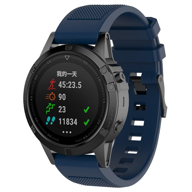 22mm Silicone Watch Band for Garmin Fenix 5/Forerunner 935 945/Quatix 5/Quatix 5 Sapphire/Approach S60 Twill Texture Wrist Strap - Dark Blue