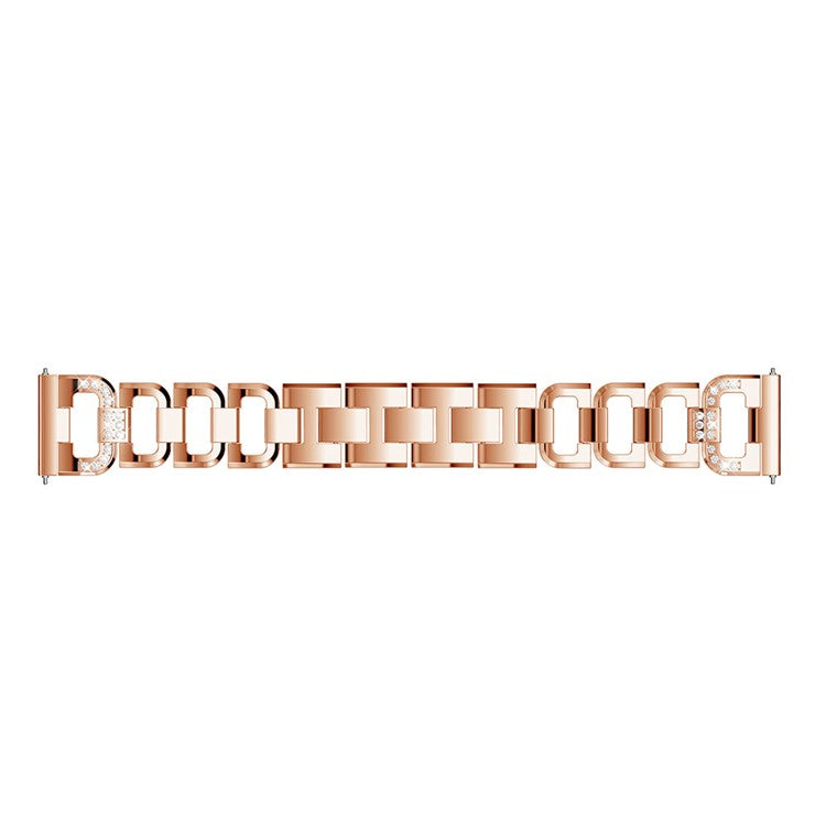 22mm D-shape Rhinestone Decor Alloy Watch Band Wrist Strap for Fitbit Versa - Rose Gold