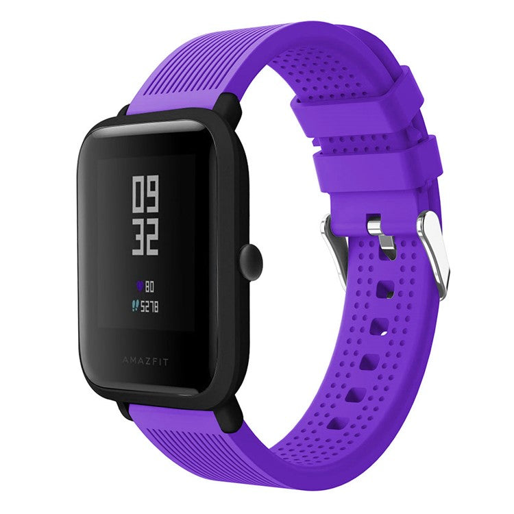20mm Forehead Wrinkles Texture Flexible Soft Silicone Watch Strap Replacement for Huami Amazfit Watch Youth Edition - Purple