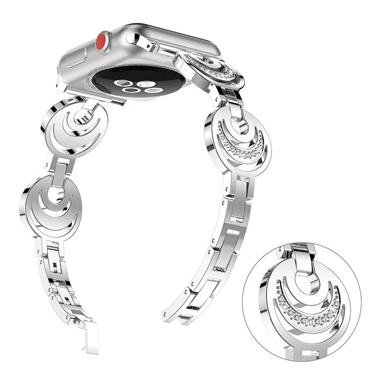 Sparkling Rhinestone Alloy Watch Band for Apple Watch Series 10 46mm / Ultra 2 Ultra 49mm / 9 8 7 45mm / SE (2023) SE (2022) SE 6 5 4 44mm / 3 2 1 42mm - Silver
