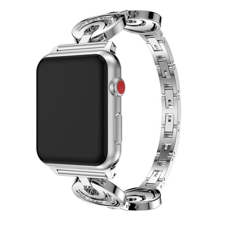 Sparkling Rhinestone Alloy Watch Band for Apple Watch Series 10 46mm / Ultra 2 Ultra 49mm / 9 8 7 45mm / SE (2023) SE (2022) SE 6 5 4 44mm / 3 2 1 42mm - Silver
