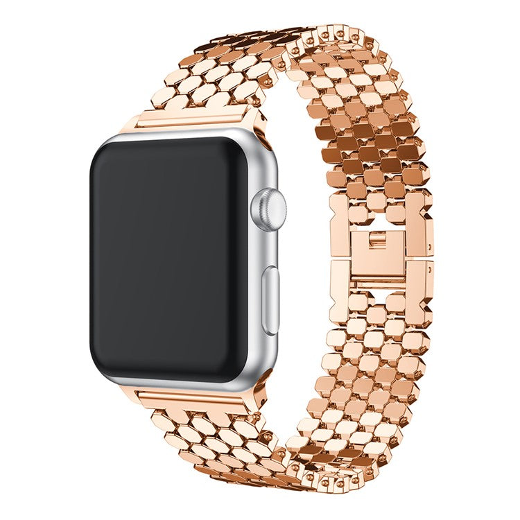 Polygon Pattern Watch Strap Band for Apple Watch Series 10 46mm / Ultra 2 Ultra 49mm / 9 8 7 45mm / SE (2023) SE (2022) SE 6 5 4 44mm / 3 2 1 42mm - Rose Gold