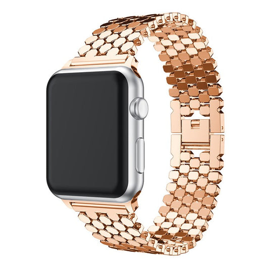 Polygon Pattern Watch Strap Band for Apple Watch Series 10 46mm / Ultra 2 Ultra 49mm / 9 8 7 45mm / SE (2023) SE (2022) SE 6 5 4 44mm / 3 2 1 42mm - Rose Gold