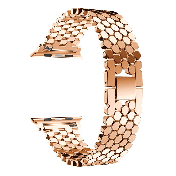Polygon Pattern Watch Strap Band for Apple Watch Series 10 46mm / Ultra 2 Ultra 49mm / 9 8 7 45mm / SE (2023) SE (2022) SE 6 5 4 44mm / 3 2 1 42mm - Rose Gold