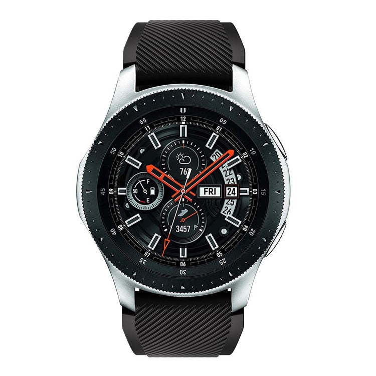 Twill Texture Silicone Watch Strap Adjustable Wrist Band Replacement for Samsung Galaxy Watch 46mm - Black