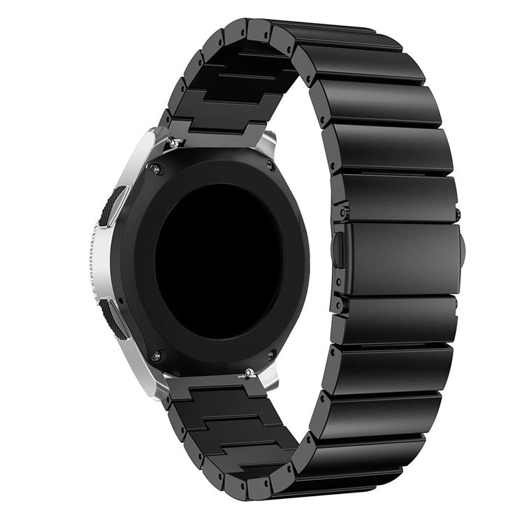 22mm Stainless Steel Watch Band for Samsung Galaxy Watch 46mm, Replacement Wrist Strap with Butterfly Buckle - Black
