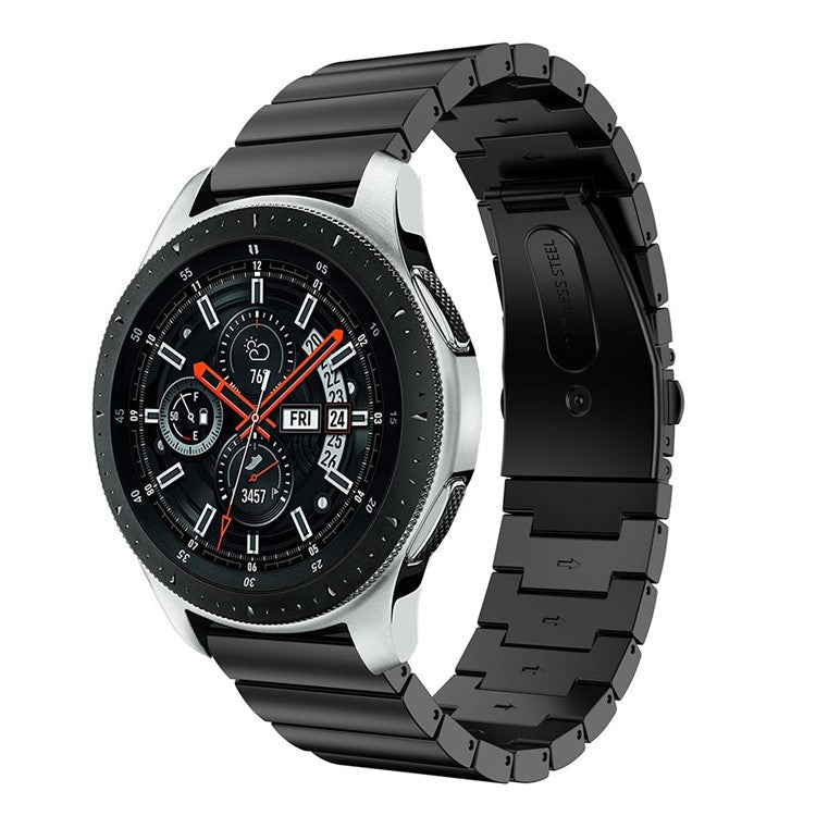 22mm Stainless Steel Watch Band for Samsung Galaxy Watch 46mm, Replacement Wrist Strap with Butterfly Buckle - Black
