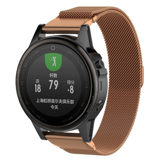 For Garmin Fenix 5S / Fenix 5S Plus Milanese Stainless Steel Watch Wrist Strap 20mm - Rose Gold