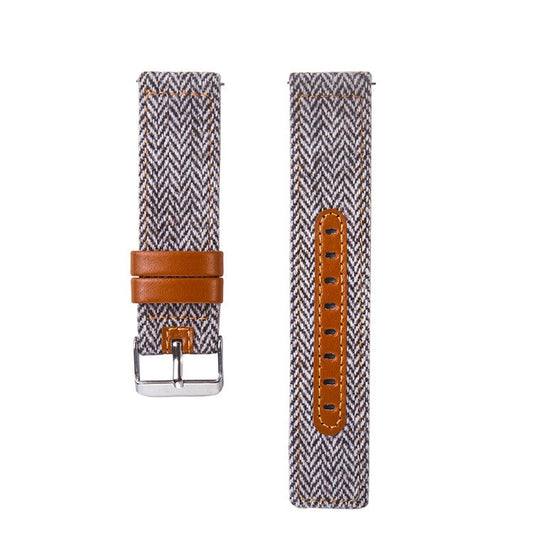20mm Universal Watch Wrist Strap [Cloth and Cowhide Leather] Watch Strap - Style O