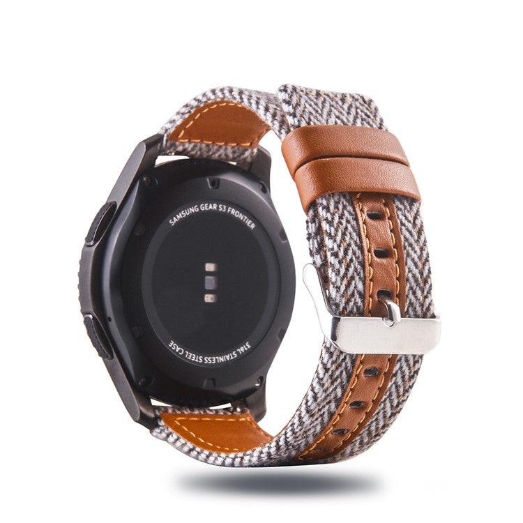 20mm Universal Watch Wrist Strap [Cloth and Cowhide Leather] Watch Strap - Style O