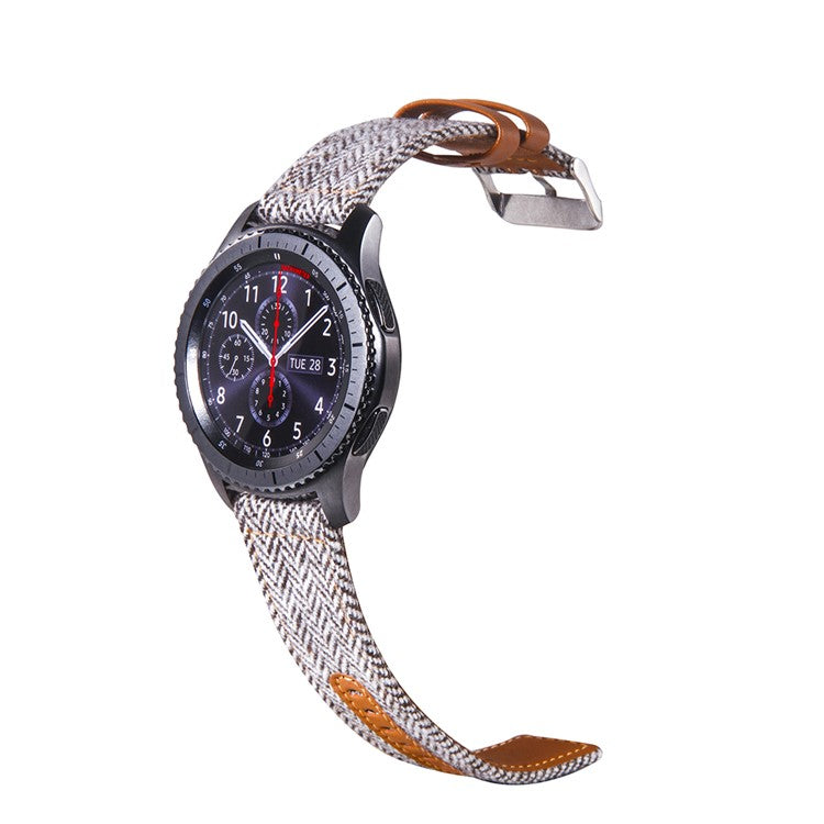 20mm Universal Watch Wrist Strap [Cloth and Cowhide Leather] Watch Strap - Style O