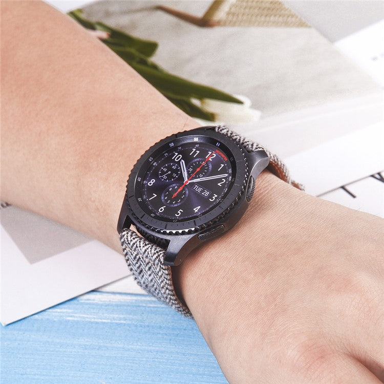 20mm Universal Watch Wrist Strap [Cloth and Cowhide Leather] Watch Strap - Style O