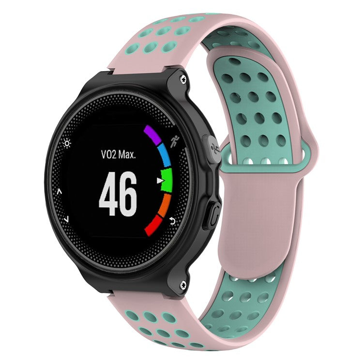 Bi-color Silicone Watch Wrist Band for Garmin Forerunner 220 230 235 630 620 735 645 S20 S60 S50 with Tool - Pink / Cyan
