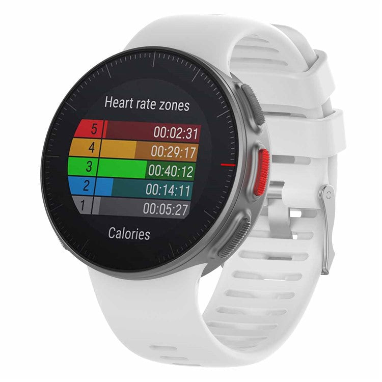 Silicone Replacement Strap Watch Band for Polar Vantage V, Pin Buckle Adjustable Wristband - White