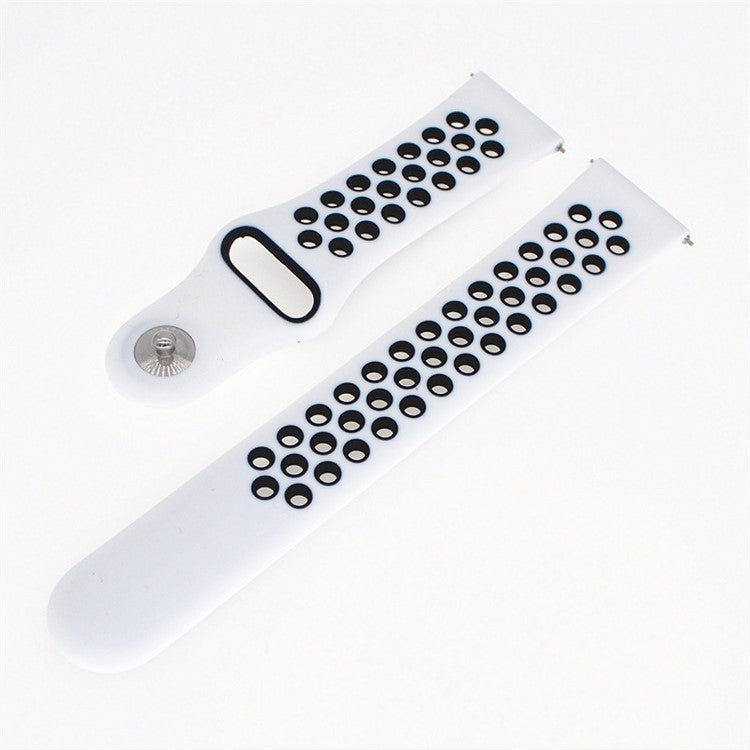20mm Two-tone Silicone Hollow Watch Band for Samsung Galaxy Watch Active - White / Black