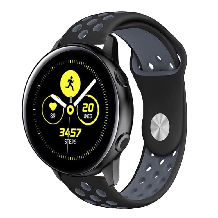 20mm Two-tone Silicone Hollow Watch Band for Samsung Galaxy Watch Active - Black / Blue