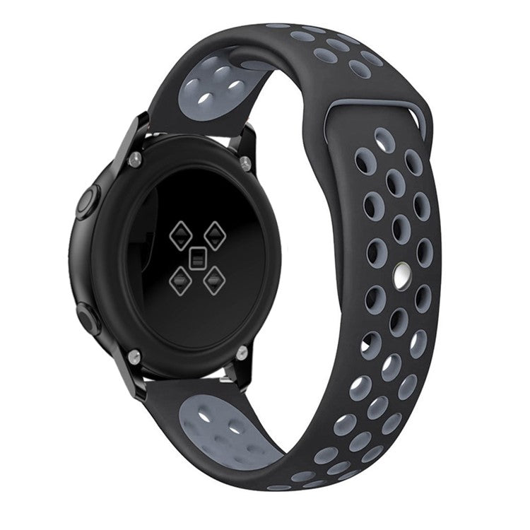 20mm Two-tone Silicone Hollow Watch Band for Samsung Galaxy Watch Active - Black / Blue