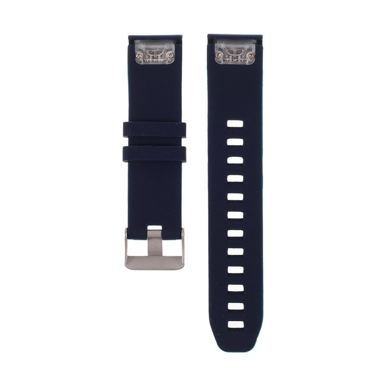 22mm Soft Textured Silicone Watch Strap for Garmin Fenix 5 / 5 Plus / Forerunner 935, Adjustable Watchband with Silver Color Buckle - Blue