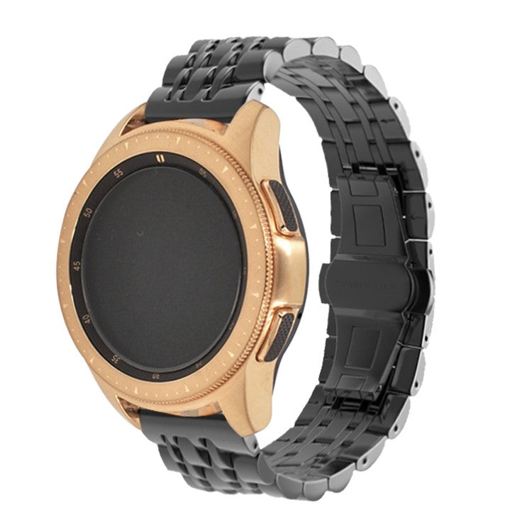 22mm Butterfly Buckle Stainless Steel Watch Band Strap for Samsung Galaxy Watch 46mm - Black
