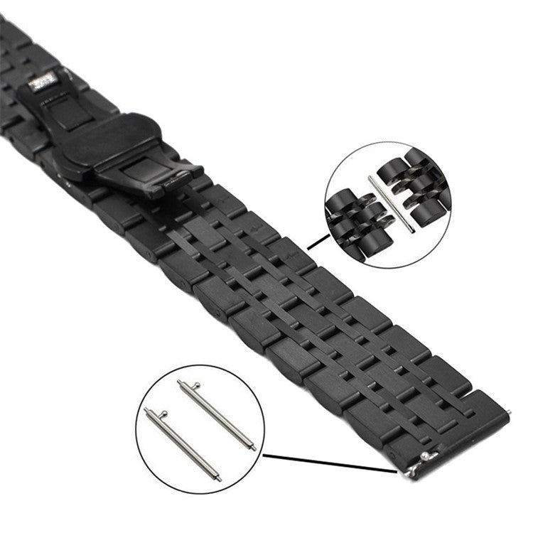 22mm Butterfly Buckle Stainless Steel Watch Band Strap for Samsung Galaxy Watch 46mm - Black
