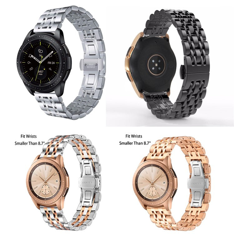 22mm Butterfly Buckle Stainless Steel Watch Band Strap for Samsung Galaxy Watch 46mm - Black