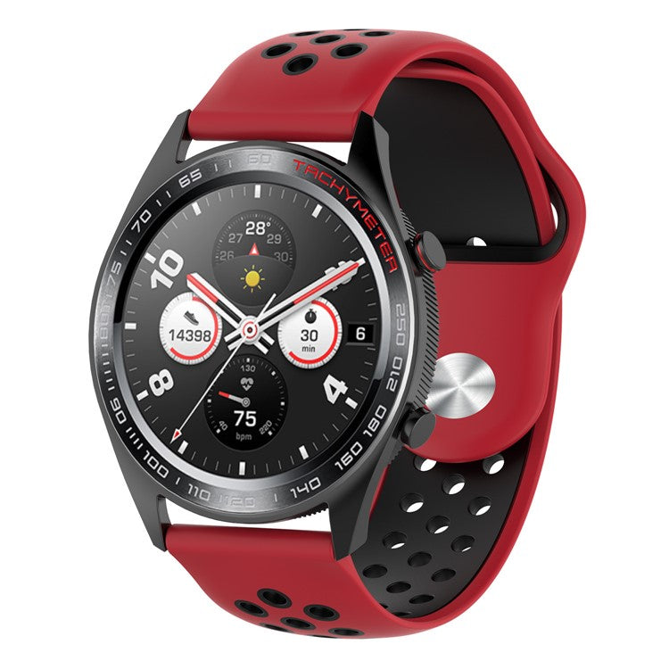 22mm Two-tone Silicone Watch Band for Huawei Watch GT / Honor Watch Magic - Red / Black