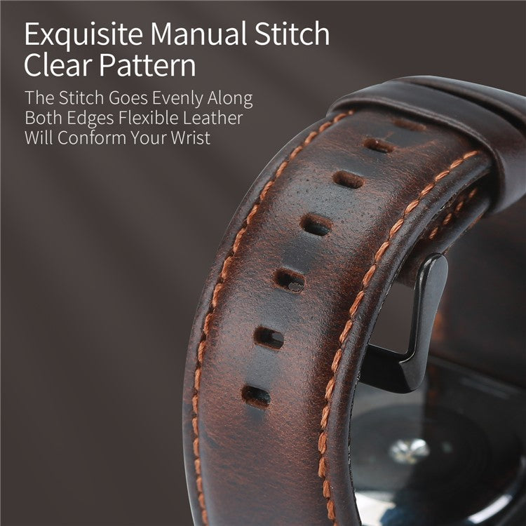 DUX DUCIS Genuine Leather Band for Apple Watch Series 10 42mm / 9 8 7 41mm / SE (2023) SE (2022) SE 6 5 4 40mm / 3 2 1 38mm Strap - Coffee