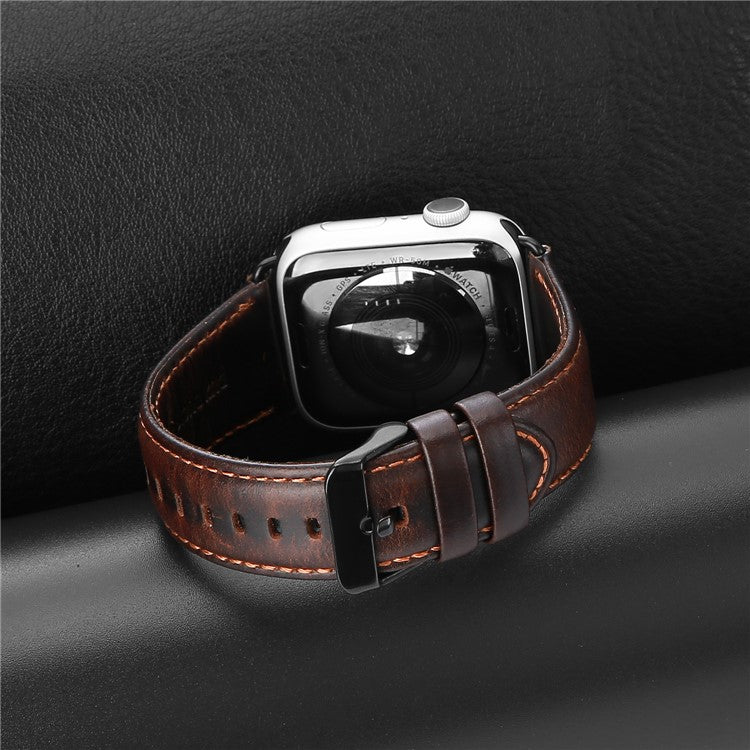 DUX DUCIS Genuine Leather Band for Apple Watch Series 10 42mm / 9 8 7 41mm / SE (2023) SE (2022) SE 6 5 4 40mm / 3 2 1 38mm Strap - Coffee