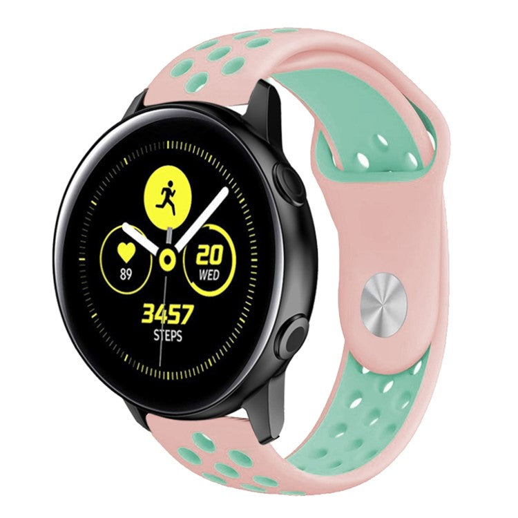 Bi-color Soft Silicone Watch Strap Replacement for Samsung Galaxy Watch Active - Pink / Cyan