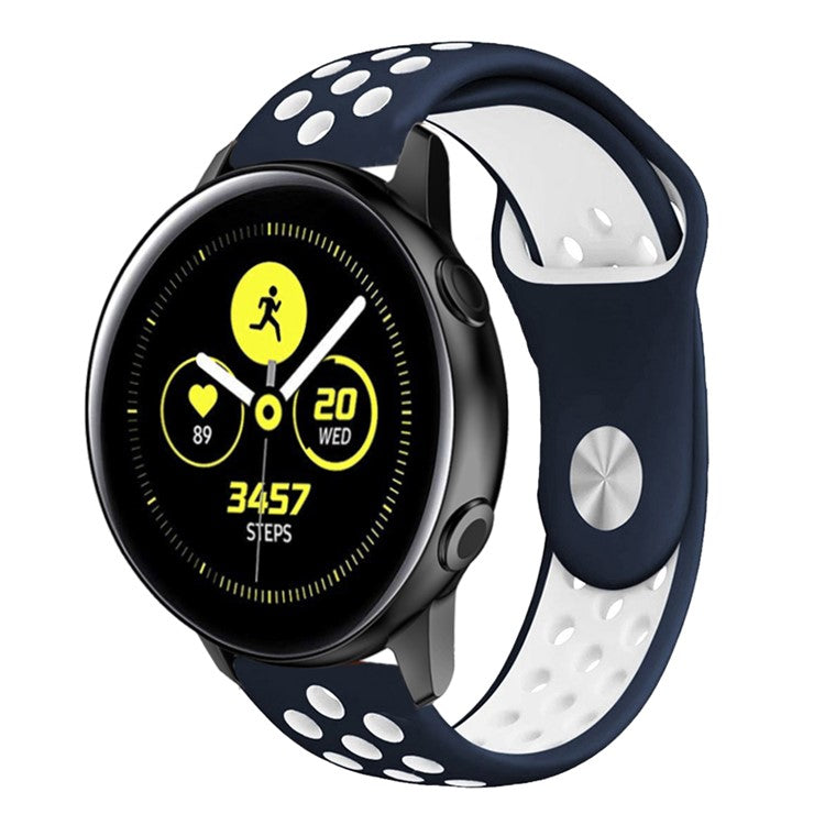 Bi-color Soft Silicone Watch Strap Replacement for Samsung Galaxy Watch Active - Blue / White