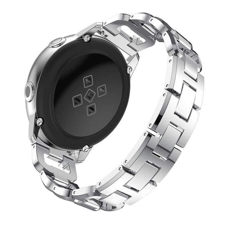 For Samsung Galaxy Watch Active SM-R500 Watch Band 20mm D-shape Rhinestone Decor Alloy Watch Bracelet - Silver