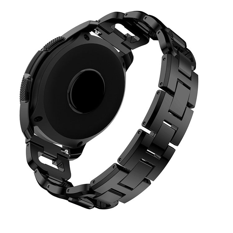 20mm For Samsung Galaxy Watch 42mm D-shape Rhinestone Decor Metal Watch Band Wrist Strap - Black