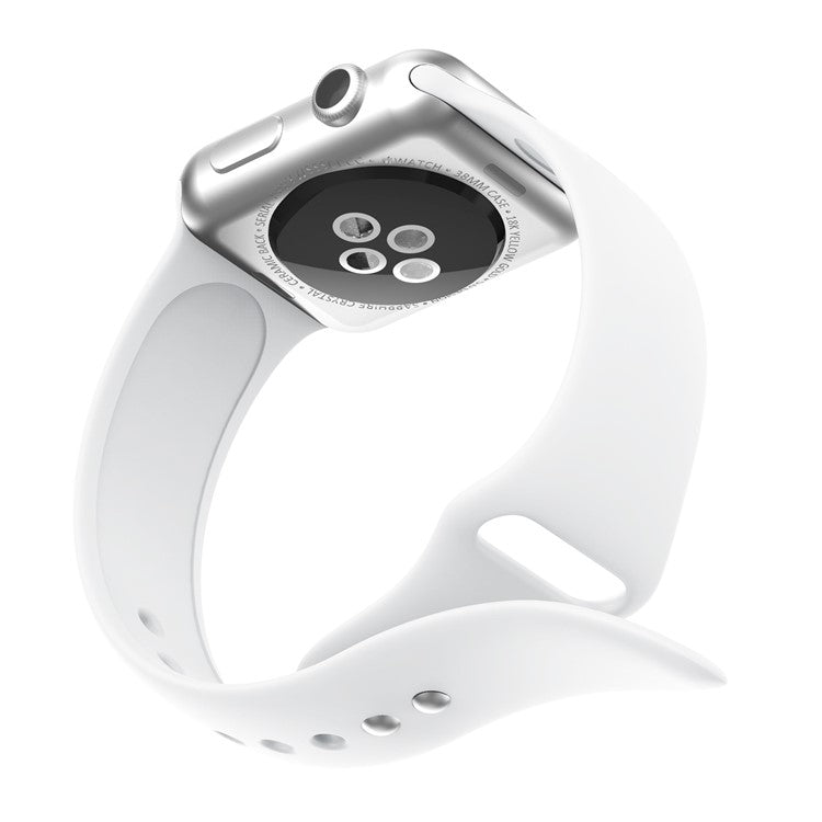 Double Buckle Soft Silicone Sport Watch Band for Apple Watch Series 10 46mm / Ultra 2 Ultra 49mm / 9 8 7 45mm / SE (2023) SE (2022) SE 6 5 4 44mm / 3 2 1 42mm - White