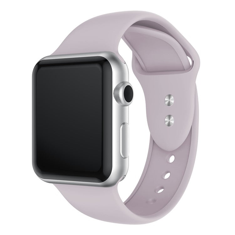 Double Buckle Soft Silicone Sport Watch Band for Apple Watch Series 10 46mm / Ultra 2 Ultra 49mm / 9 8 7 45mm / SE (2023) SE (2022) SE 6 5 4 44mm / 3 2 1 42mm - Light Purple