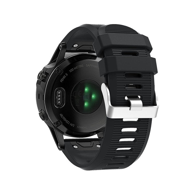 Horizontal Stripes Soft Silicone Watch Strap Replacement for Garmin Fenix 5X Plus - Black