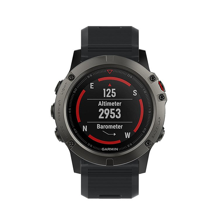 Horizontal Stripes Soft Silicone Watch Strap Replacement for Garmin Fenix 5X Plus - Black