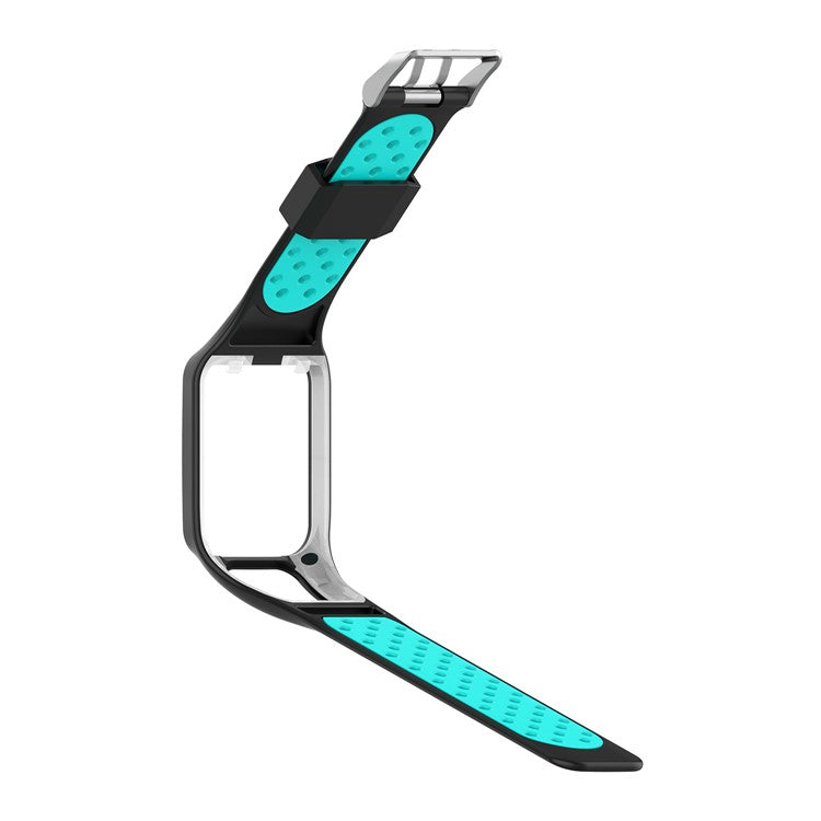 For TomTom Multi-sport Runner 2/3 Dual Color Silicone Smart Watch Strap Replacement Watchband - Black / Cyan