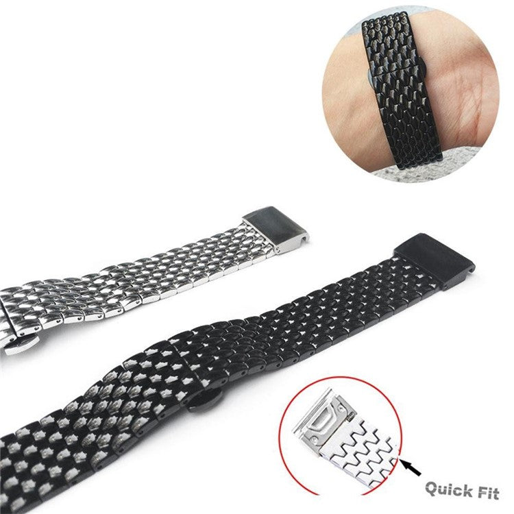 Stainless Steel Bracelet Dragon Vein Woven Watch Band with Buckle for Garmin Fenix 5X 26mm - Black