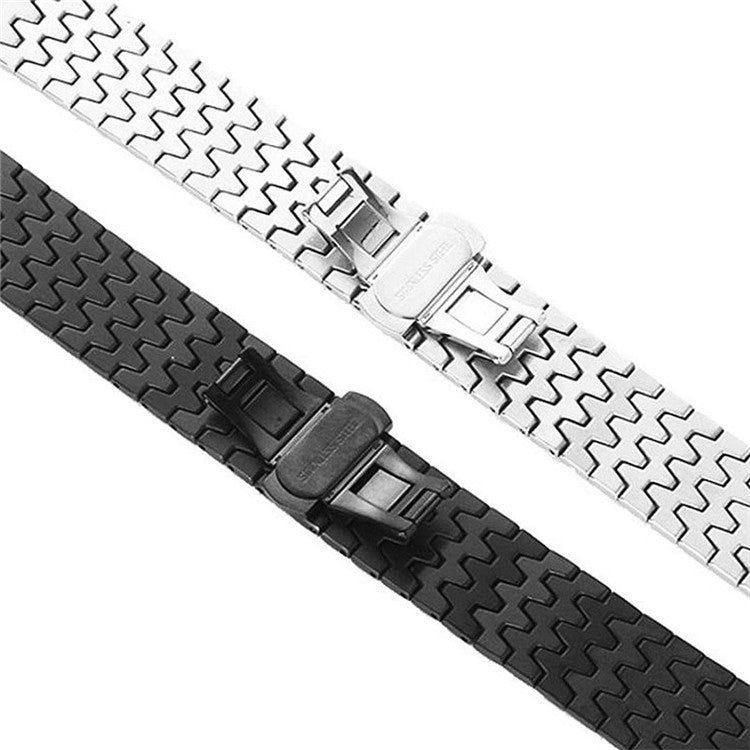Stainless Steel Bracelet Dragon Vein Woven Watch Band with Buckle for Garmin Fenix 5X 26mm - Black