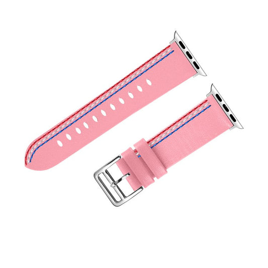 Genuine Leather Single Tour Watch Band for Apple Watch Series 10 46mm / Ultra 2 Ultra 49mm / 9 8 7 45mm / SE (2023) SE (2022) SE 6 5 4 44mm / 3 2 1 42mm - Pink
