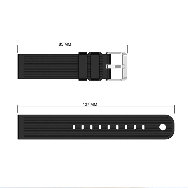 20mm Stripes Texture Silicone Watchband for Garmin Vivoactive 3 Adjustable Watch Strap Replacement - Black