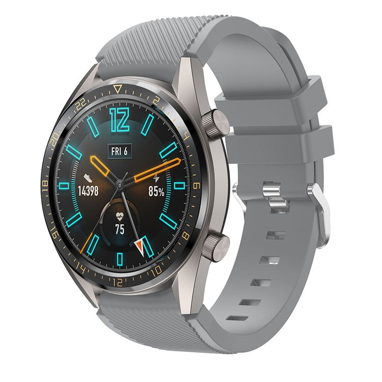 22mm Silicone Wrist Strap Pin Buckle Sports Watch Band Replacement for Huawei Watch GT - Grey
