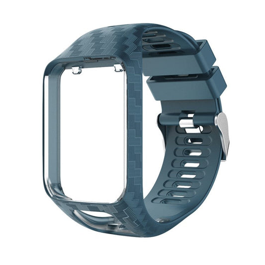 Radium Carving Silicone Watch Bracelet Replacement for TomTom Runner 3 / Golfer 2 GPS Watch - Dark Blue