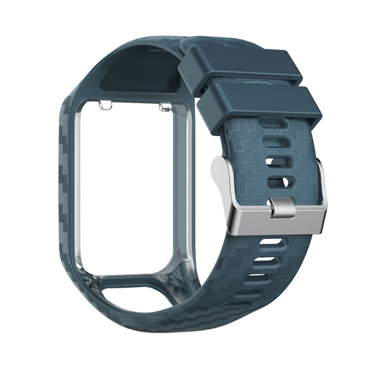Radium Carving Silicone Watch Bracelet Replacement for TomTom Runner 3 / Golfer 2 GPS Watch - Dark Blue