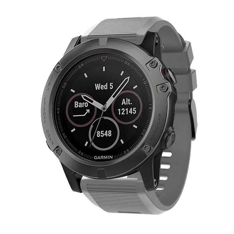 Silicone Sport Watch Band with Black PC Buckle for Garmin Fenix 5X Plus - Grey