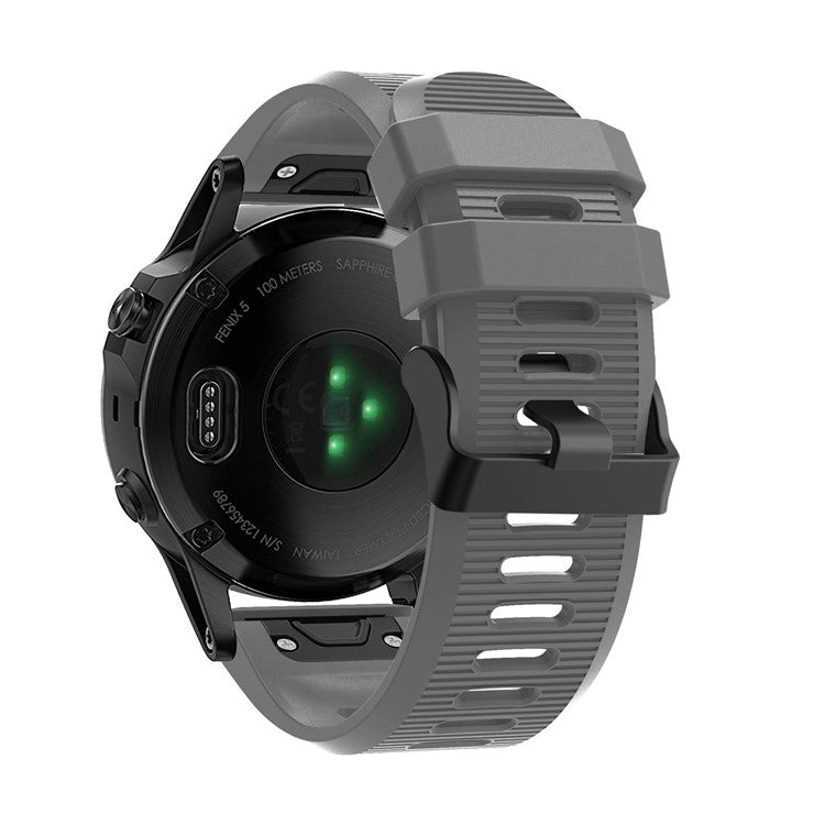 Silicone Sport Watch Band with Black PC Buckle for Garmin Fenix 5X Plus - Grey