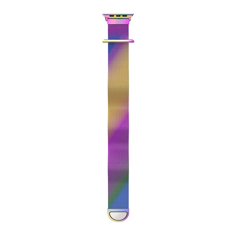 Milanese Watch Band for Apple Watch Series 10 46mm / Ultra 2 Ultra 49mm / 9 8 7 45mm / SE (2023) SE (2022) SE 6 5 4 44mm / 3 2 1 42mm, Semi-Circular Tail Magnetic Stainless Steel Watch Strap - Multi-Color