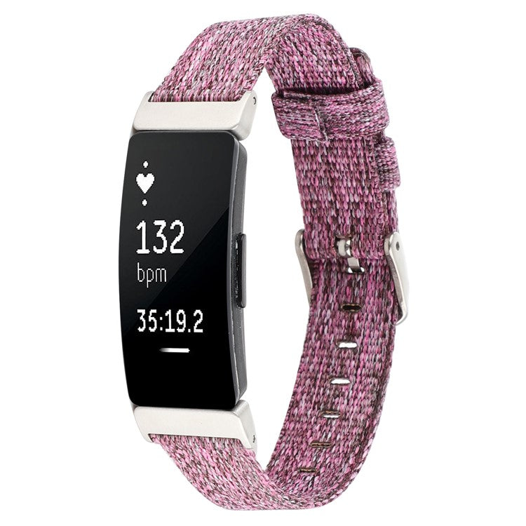 Nylon Canvas Watch Band with Metal Buckle for Fitbit Inspire HR - Purple