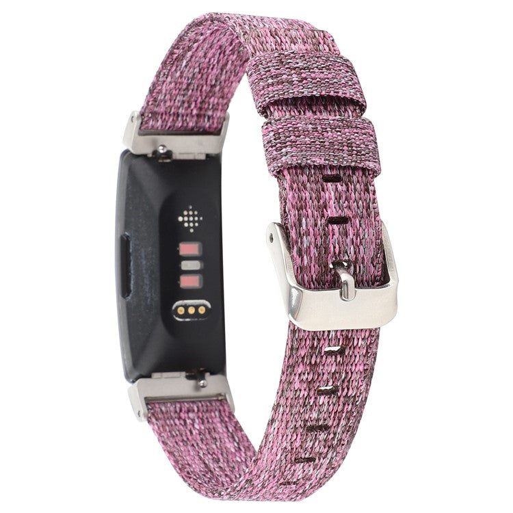 Nylon Canvas Watch Band with Metal Buckle for Fitbit Inspire HR - Purple