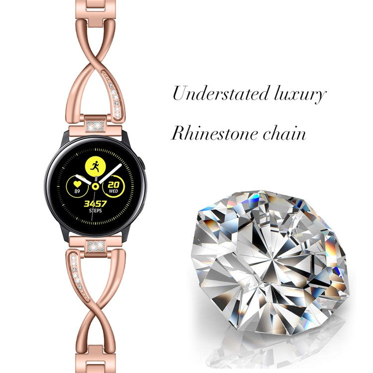 20mm X-shape Aluminum Alloy Diamond Watch Band for Samsung Galaxy Watch 42mm - Champagne Gold